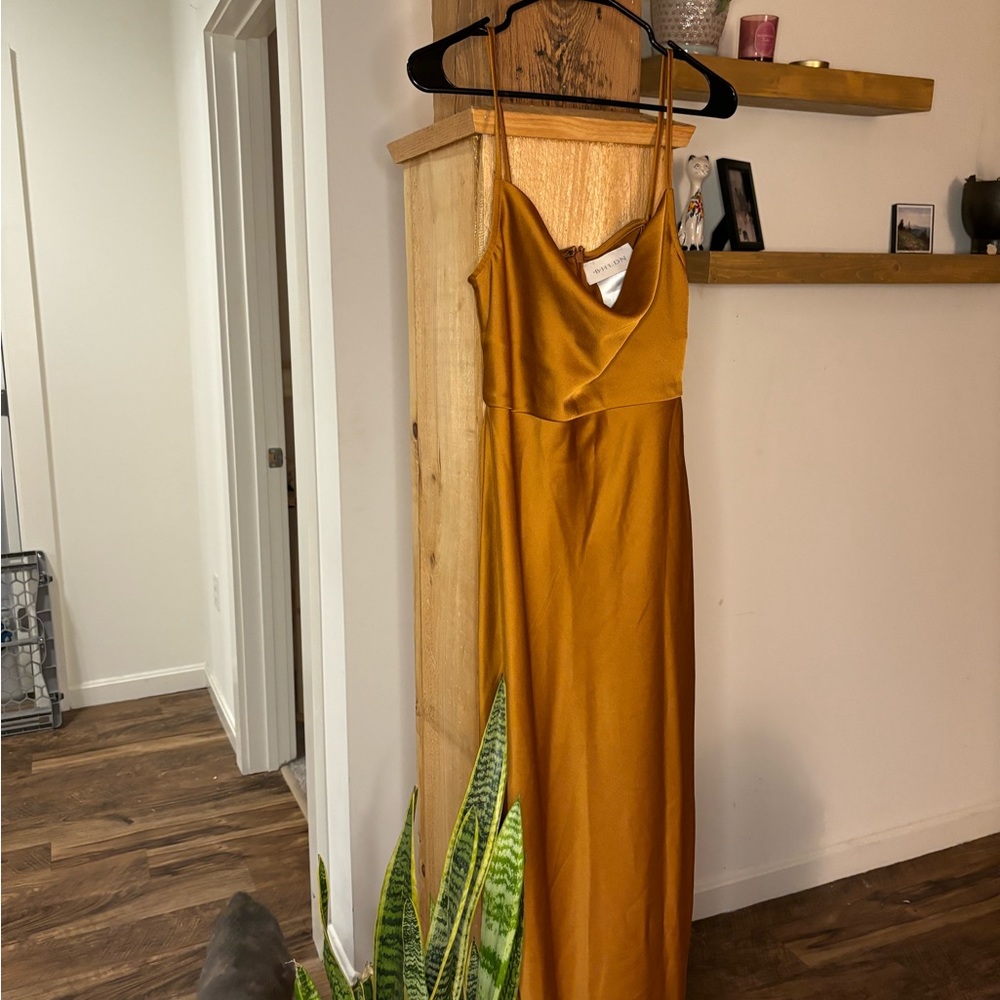 BHLDN ankle length bridesmaid dress worn once! Stunning fit with cowl neck.